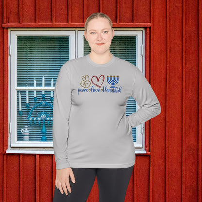 Peace Love Hanukkah Adult Long Sleeve Tee
