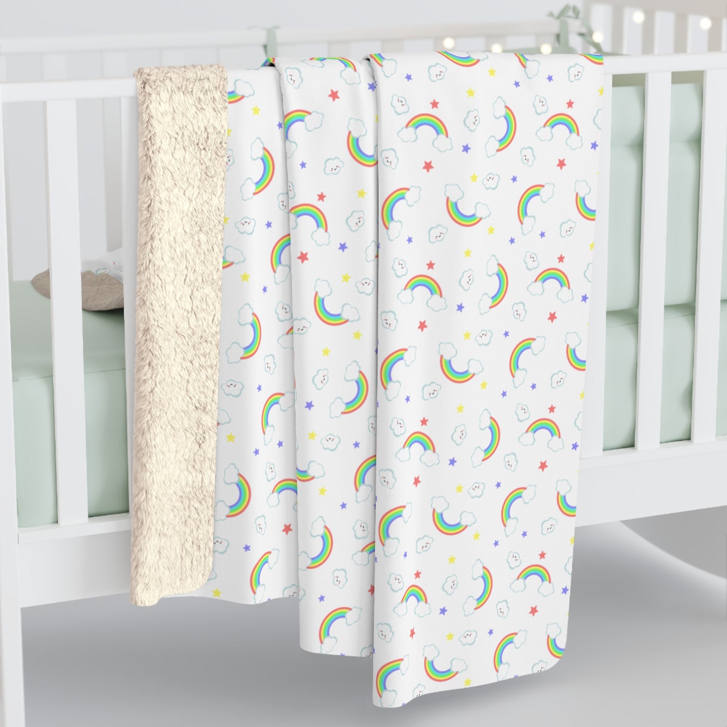 Rainbow Smiles & Stars Fleece Blanket