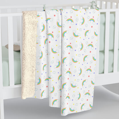 Rainbow Smiles & Stars Fleece Blanket