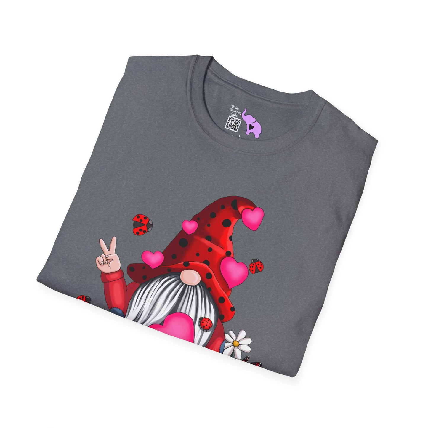 Let It Be Valentine Gnome Peace Sign Adult T-shirt