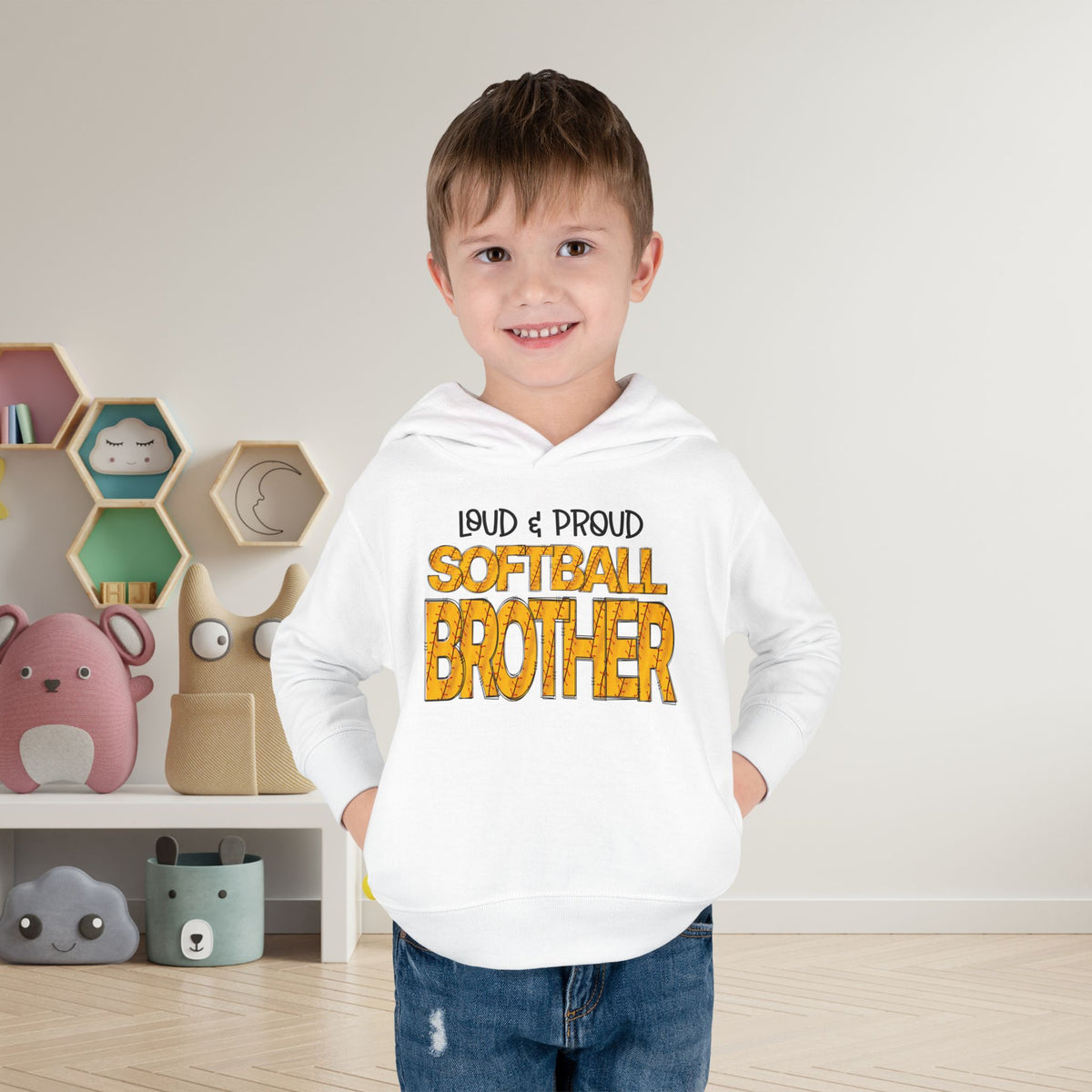 Loud & Proud Softball Brother Toddler Hoodie
