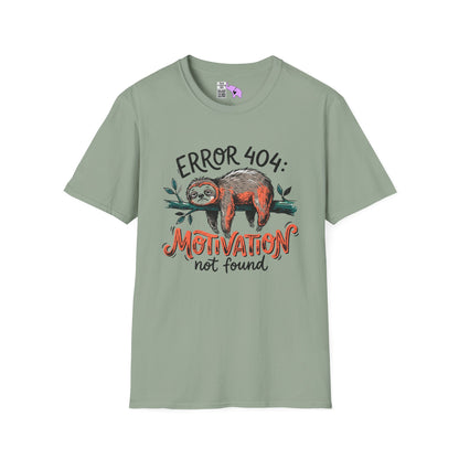 ""Error 404: Motivation Not Found (Sloth on Branch) Adult T-shirt