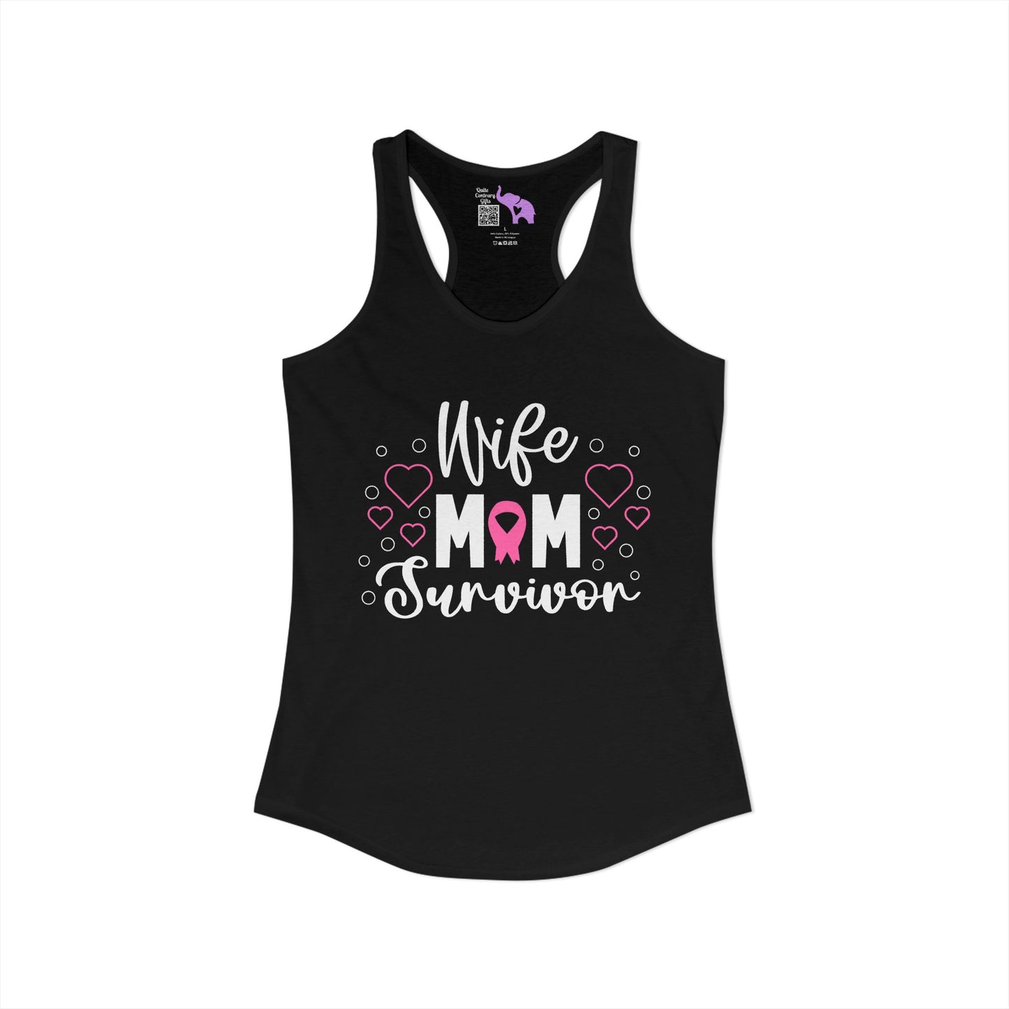 Wife Mom Survivor (Breast Cancer) Women's Ideal Racerback Tank