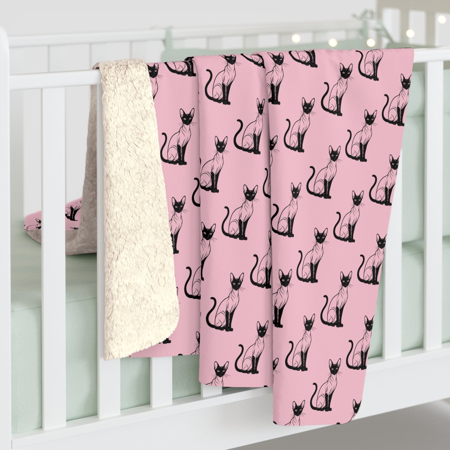 Siamese Charm – Pink Whisper Fleece Blanket