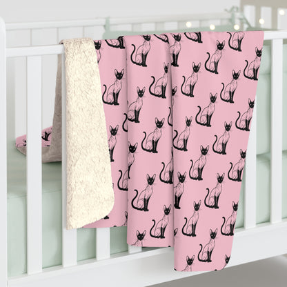 Siamese Charm – Pink Whisper Fleece Blanket