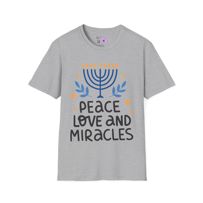 Hanukkah Peace Love & Miracles 1 Adult T-shirt