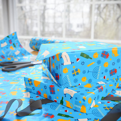 Illuminated Symbols Hanukkah Wrapping Paper