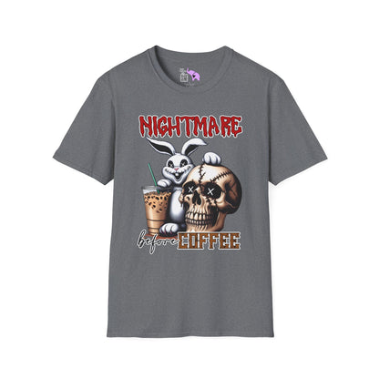 Nightmare Before Coffee (Voodoo Bunny/Skull) Adult T-shirt