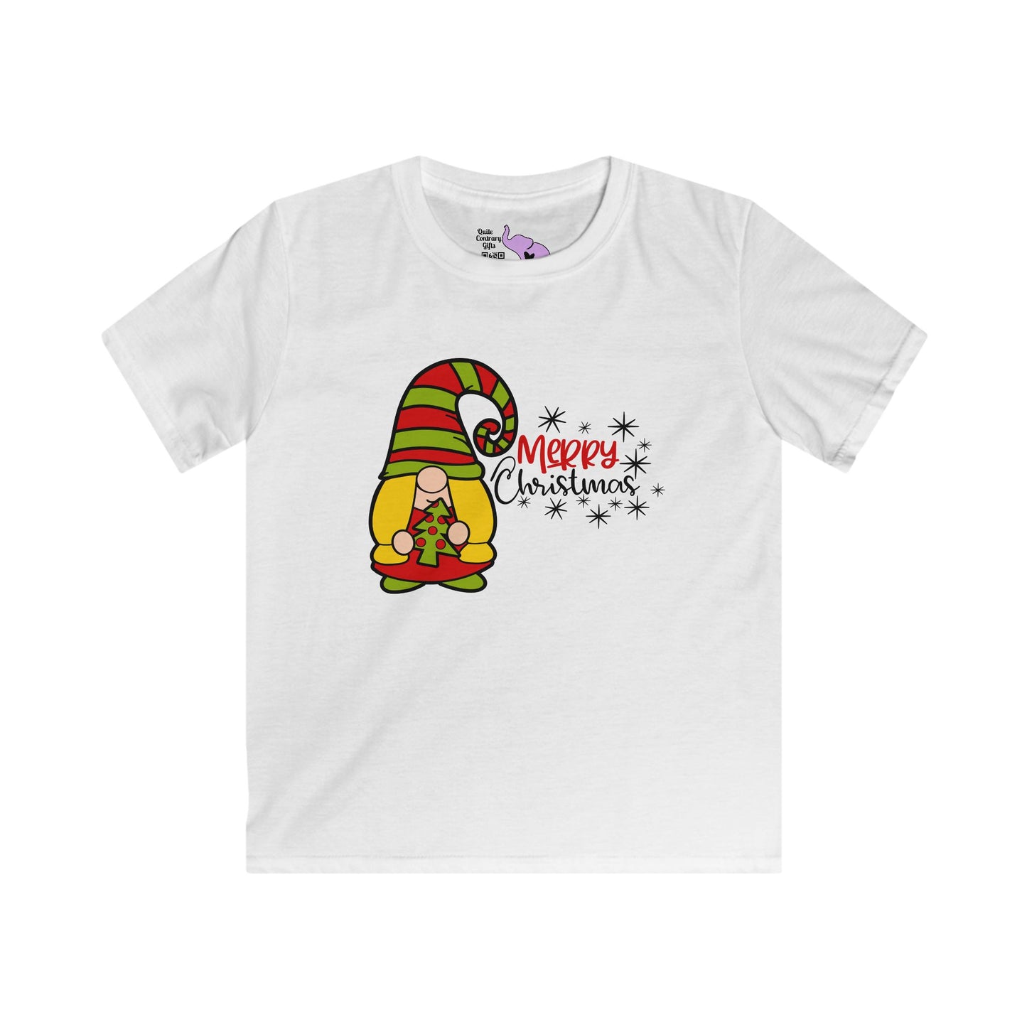 Merry Christmas Girl Gnome Youth Softstyle Tee