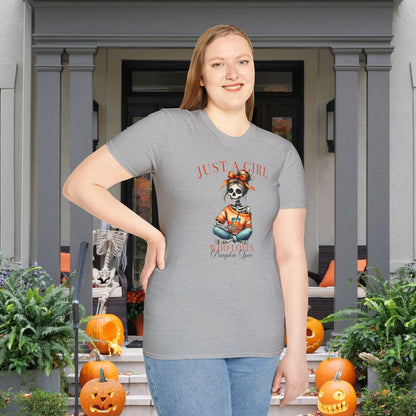 Just A Girl Who Loves Pumpkin Spice Skeleton Adult T-shirt