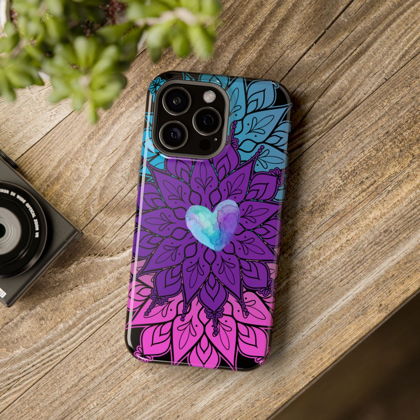 Colorful Mandala w/Heart MagSafe® Compatible Tough Case for iPhone