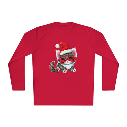 Santa Kitten Adult Long Sleeve Tee