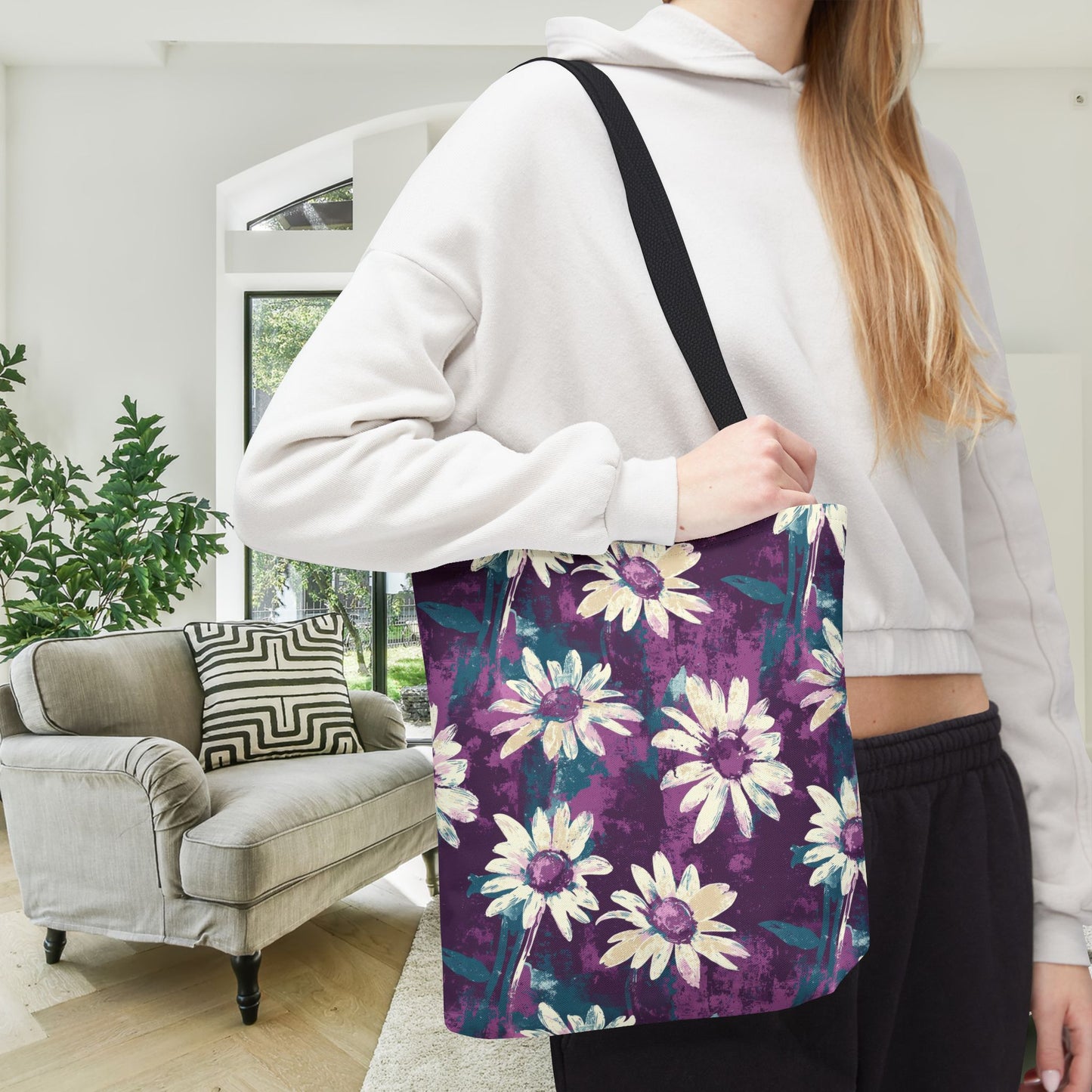 Twilight Daisy Meadow Canvas Tote Bag