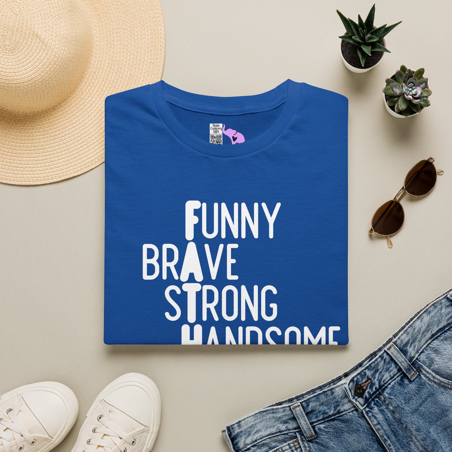 Father-Funny, Brave, Strong, Handsome, Protective, Friend Adult T-shirt