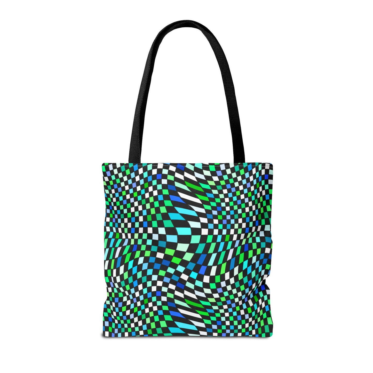 Warped Green Checkered Canvas Tote Bag