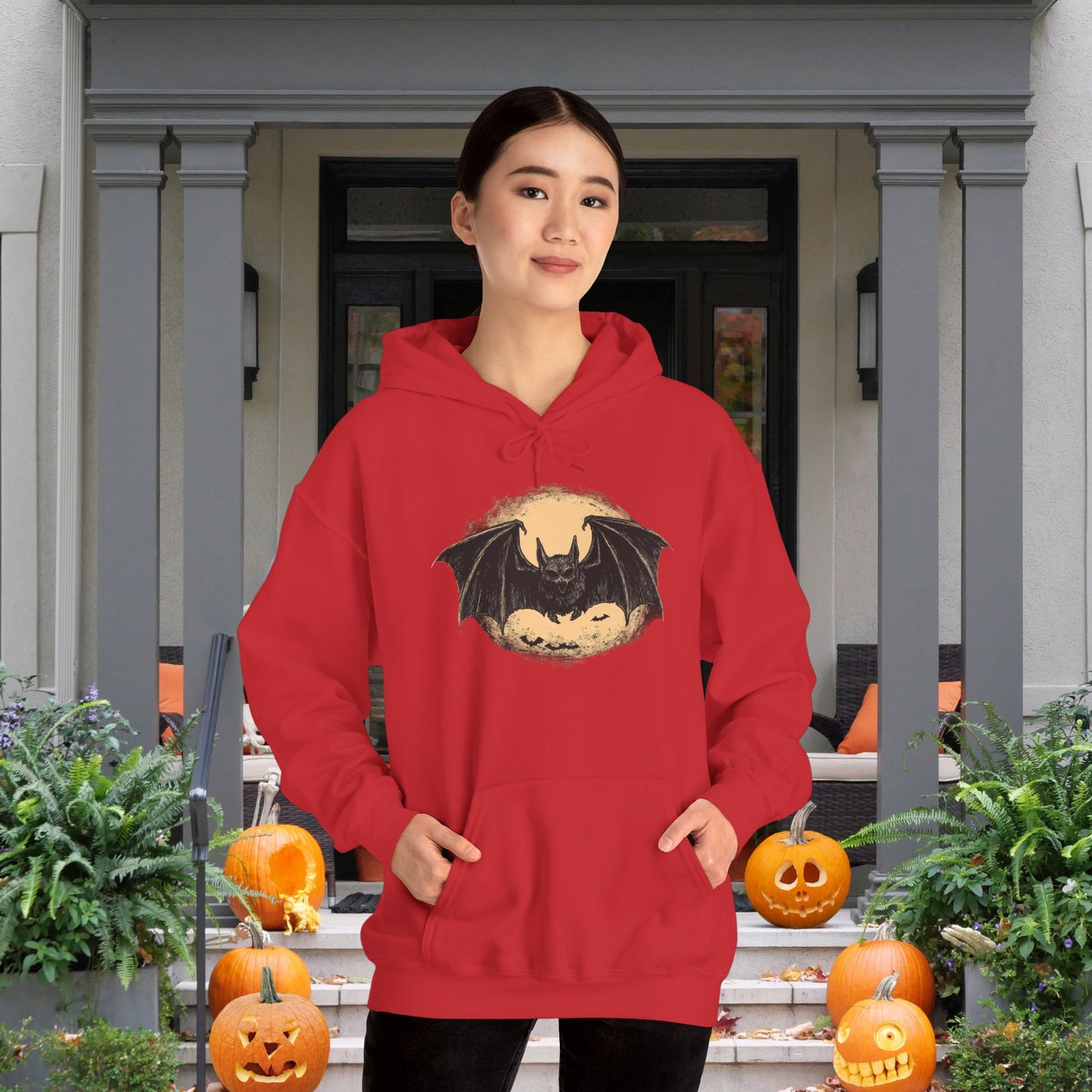 Bat Over Moon Heavy Blend™ Hooded Sweatshirt