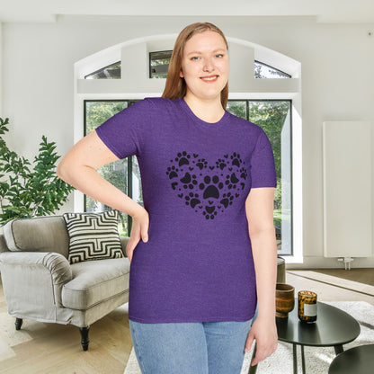 Paw Print Heart Adult T-shirt