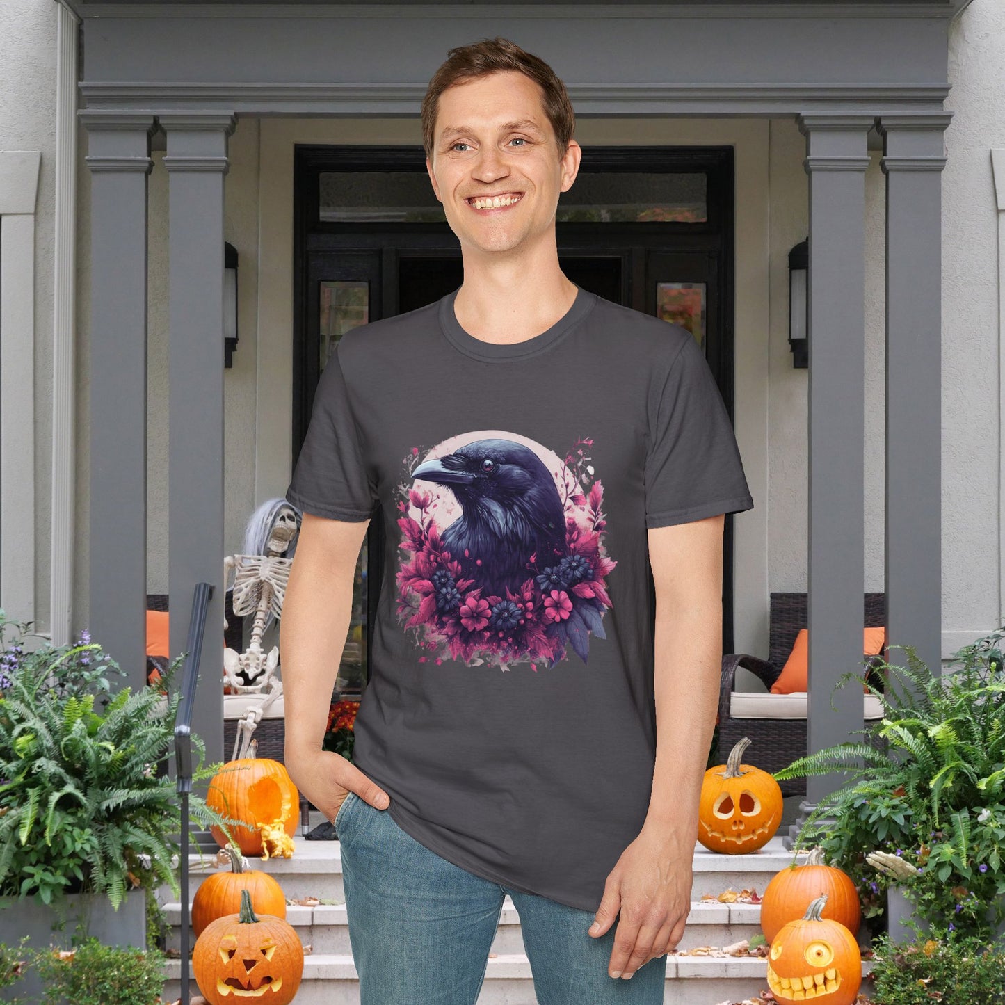 Floral Raven Adult T-shirt