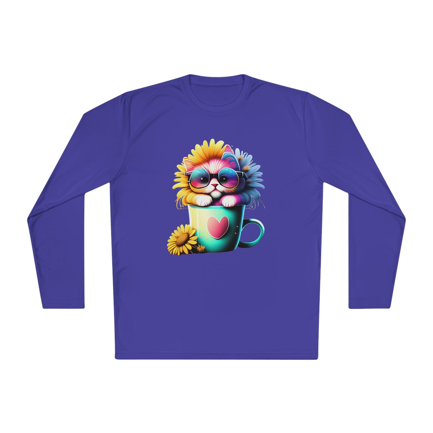 Cool Sunflower Kitten 2 Adult Long Sleeve Tee