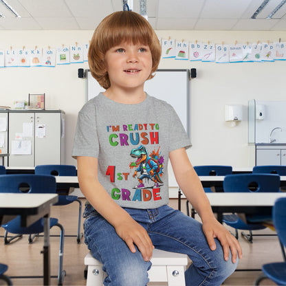 I'm Ready to CRUSH 1st Grade Dinosaur Heavy Cotton™ Toddler T-shirt