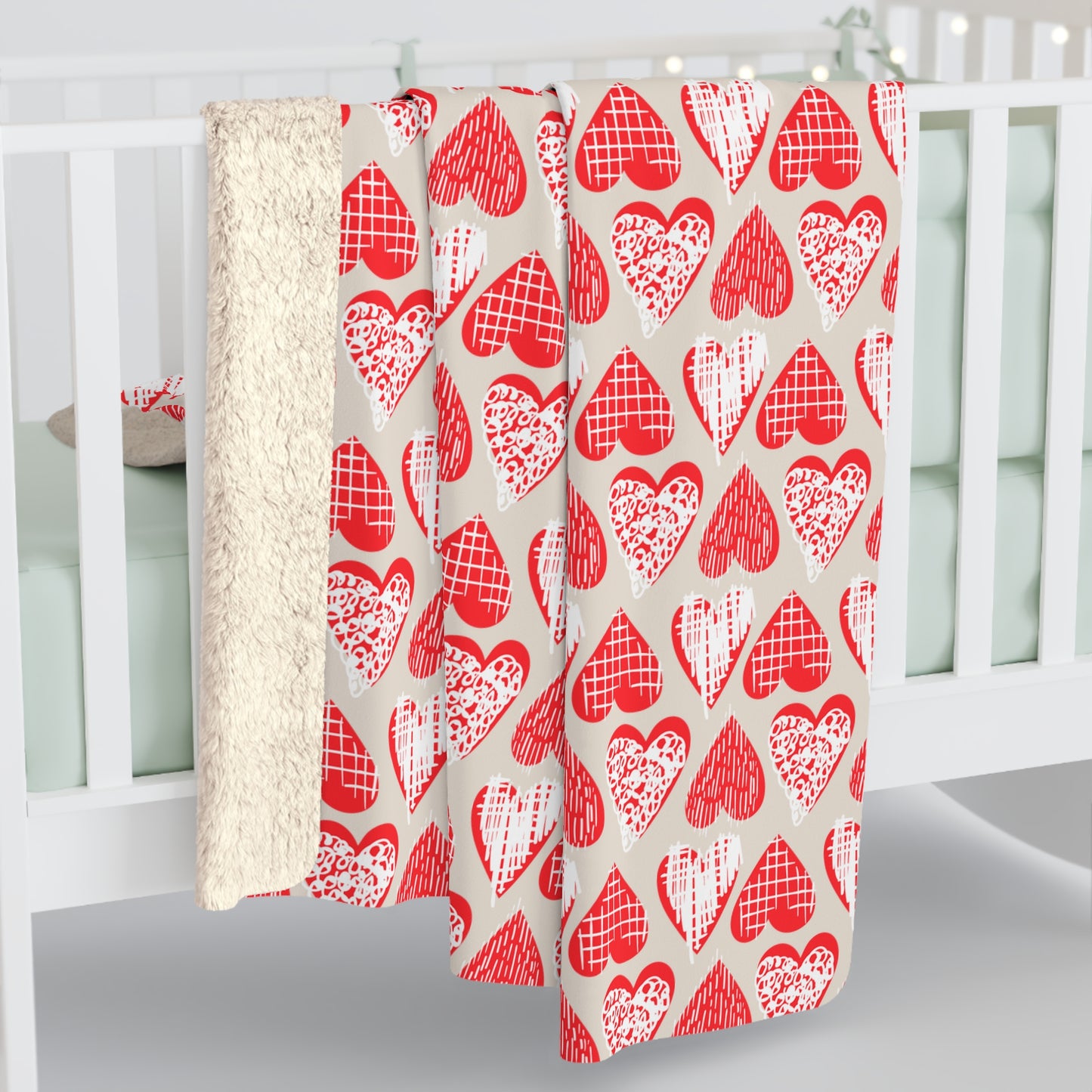 Doodle Hearts Sherpa Fleece Blanket