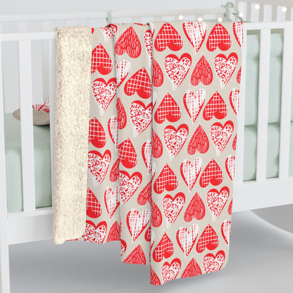 Doodle Hearts Sherpa Fleece Blanket
