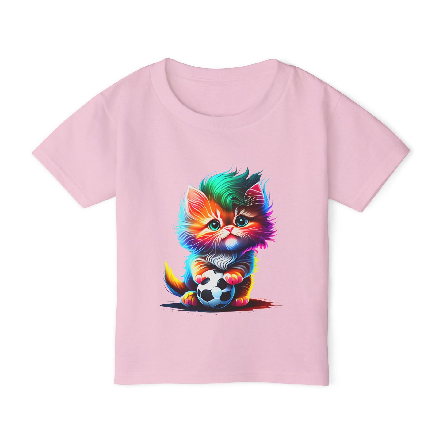 Cute Colorful Kitten w/Soccer Ball Heavy Cotton™ Toddler T-shirt