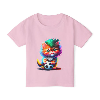 Cute Colorful Kitten w/Soccer Ball Heavy Cotton™ Toddler T-shirt