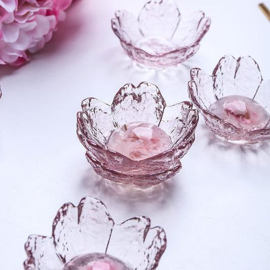 Pink Cherry Blossom Glass Seasoning or Trinket Dish