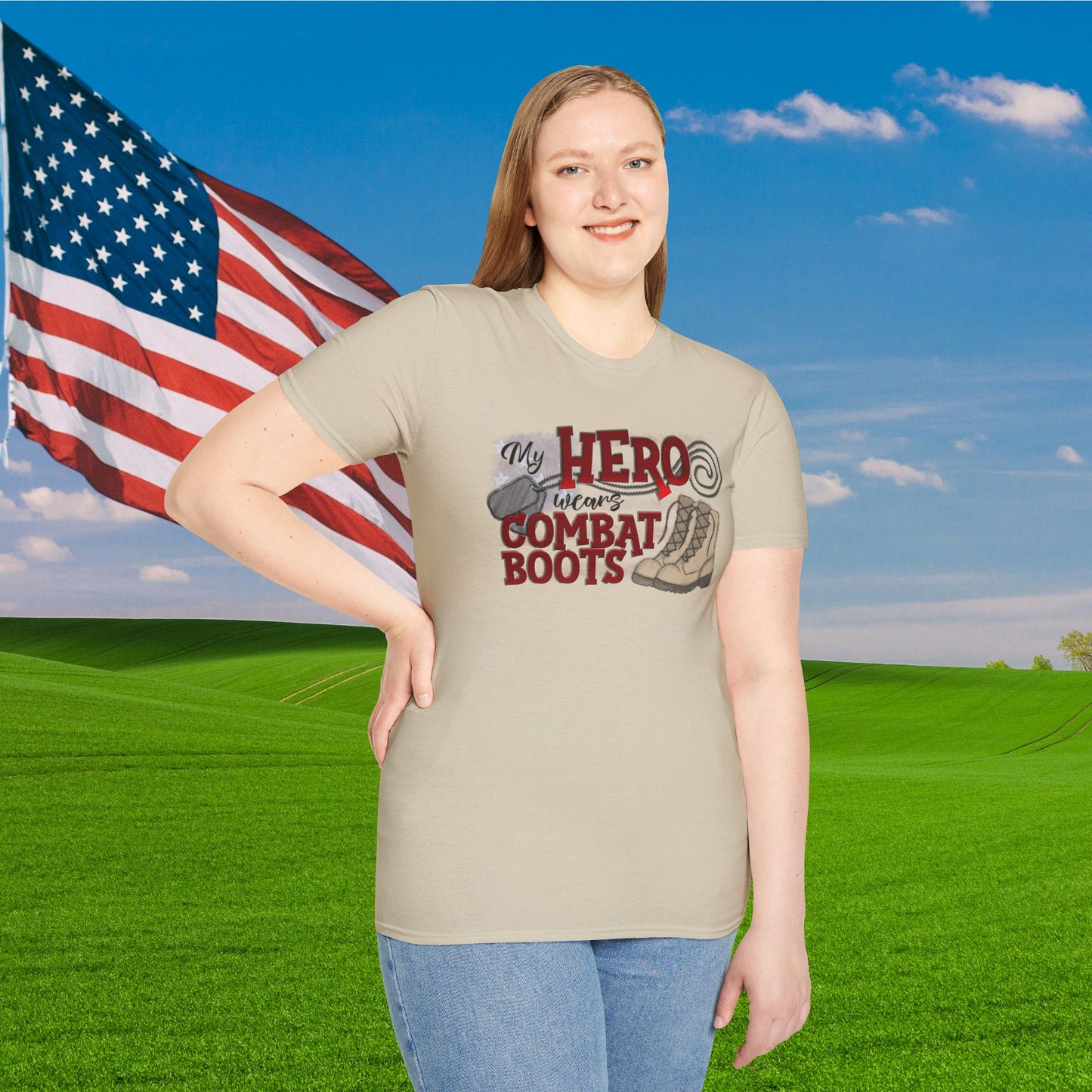 My Hero Wears Combat Boots Adult T-Shirt