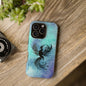 Phoenix Silhouette Over Teal Nebula MagSafe® Compatible Tough Case for iPhone