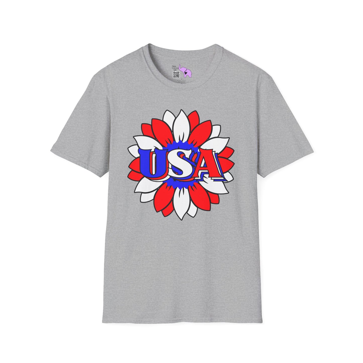 USA Red, White, and Blue Sunflower 2 Adult T-shirt