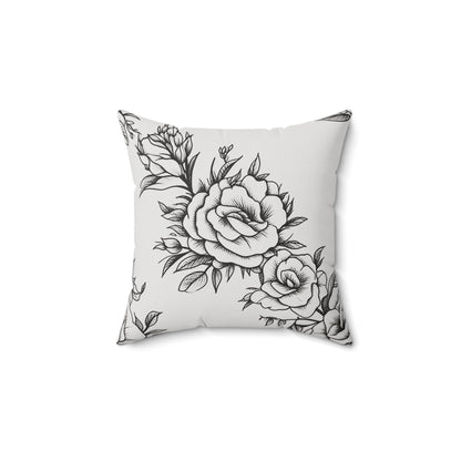 Midnight Rose Sketch Throw Pillow