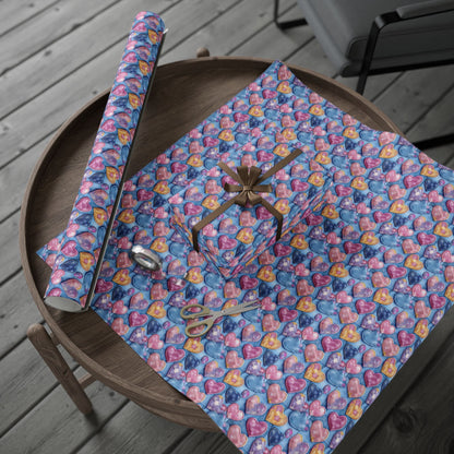 Color Pop Stitched Hearts Wrapping Paper