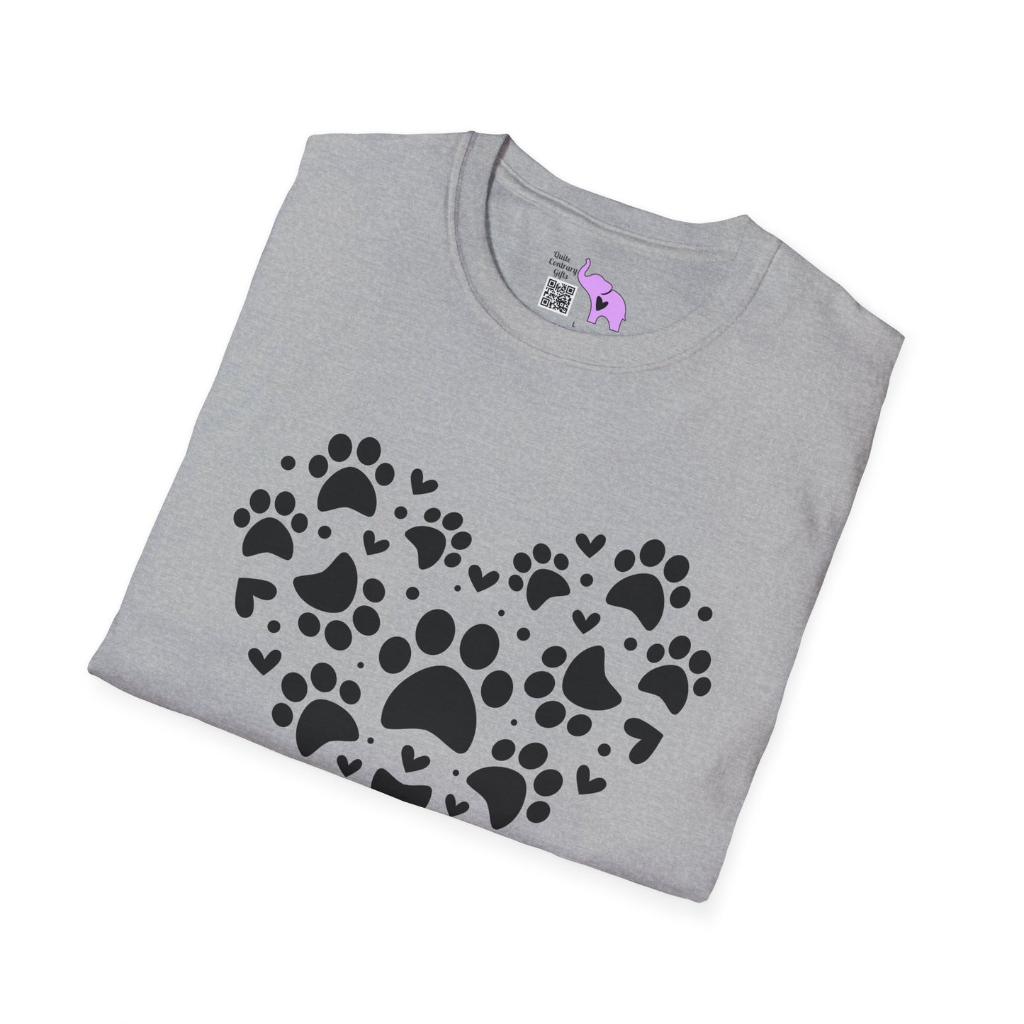 Paw Print Heart Adult T-shirt