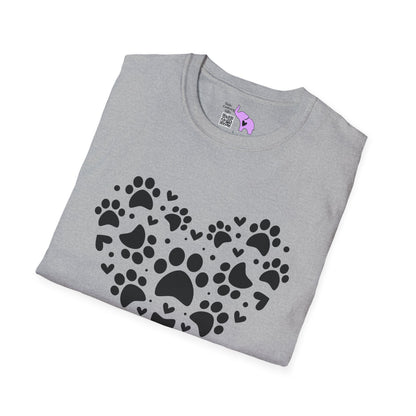 Paw Print Heart Adult T-shirt