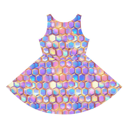 Aurora Hexagons Girls' Sleeveless Sundress