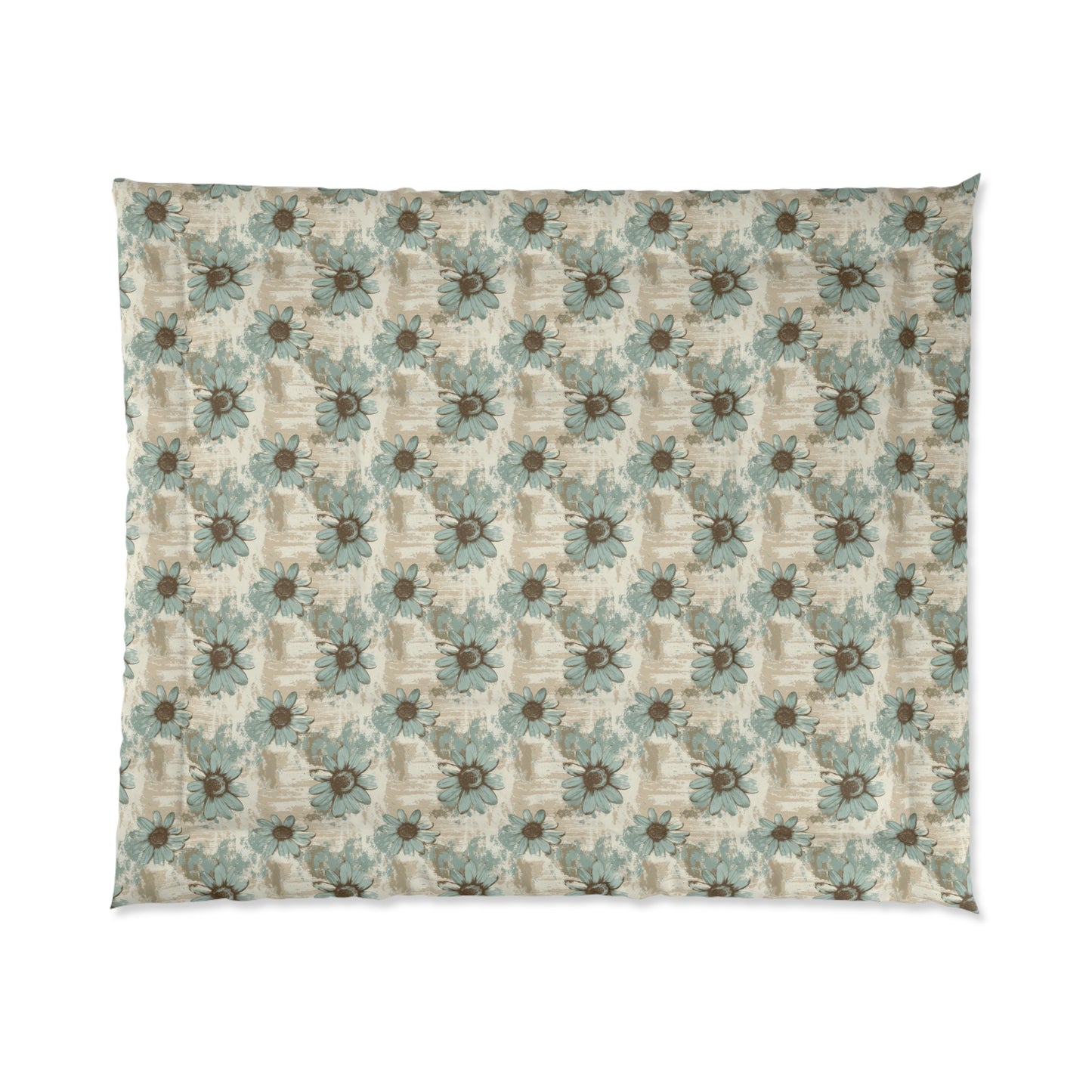 Rustic Teal Daisy Comforter