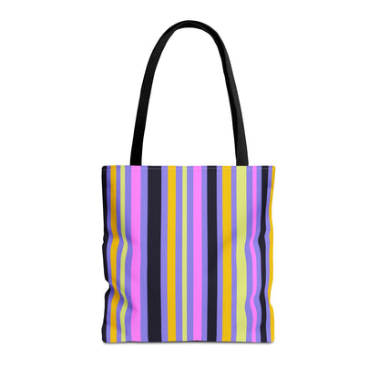 Midnight Pop Stripes Canvas Tote Bag