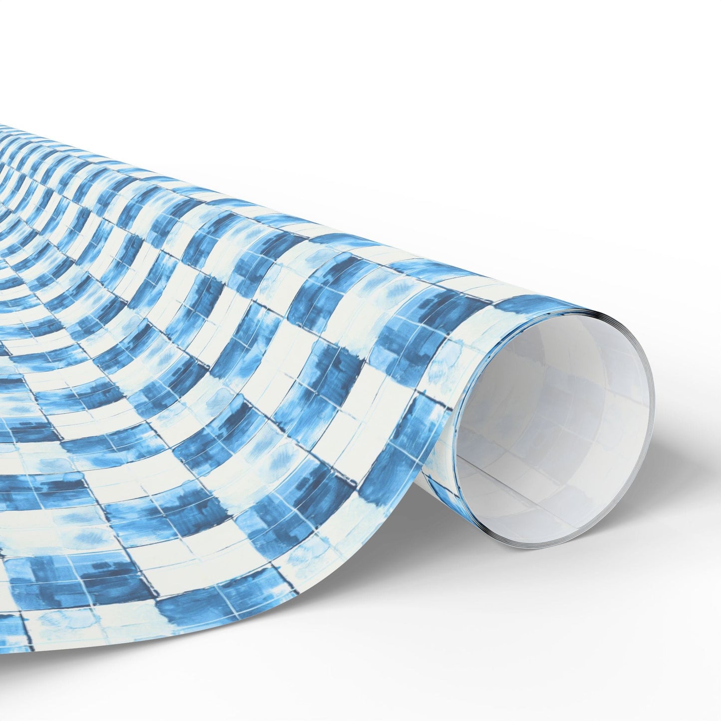 Cozy Blue Checkered Wrapping Paper