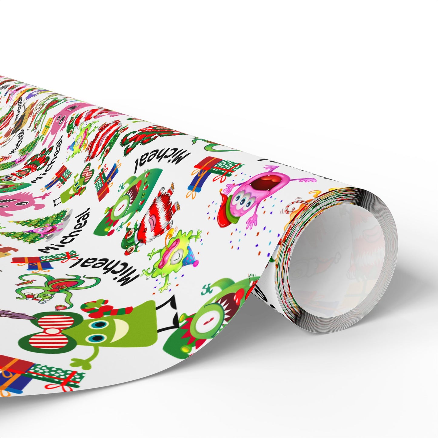 Christmas Monster Custom Name Wrapping Paper (Micheal)