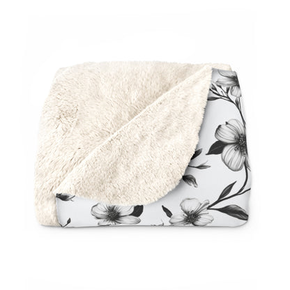 Black & White Five Petal Floral Basic Bedding Set
