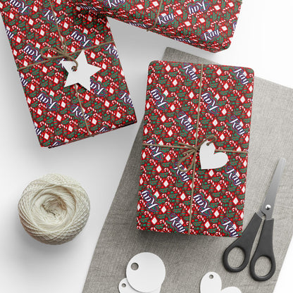 Busy Candy Cane/Christmas Tree Custom Name Wrapping Paper (Ray)