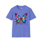 Colorful Butterfly & Flowers Adult T-shirt