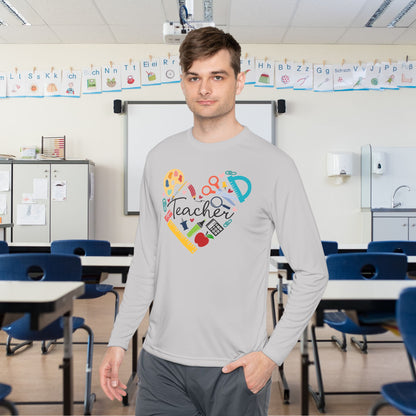 Teacher Supply Heart Adult Long Sleeve Tee