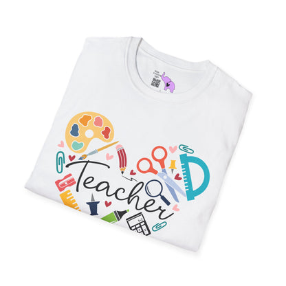 Teacher Supply Heart Adult T-shirt