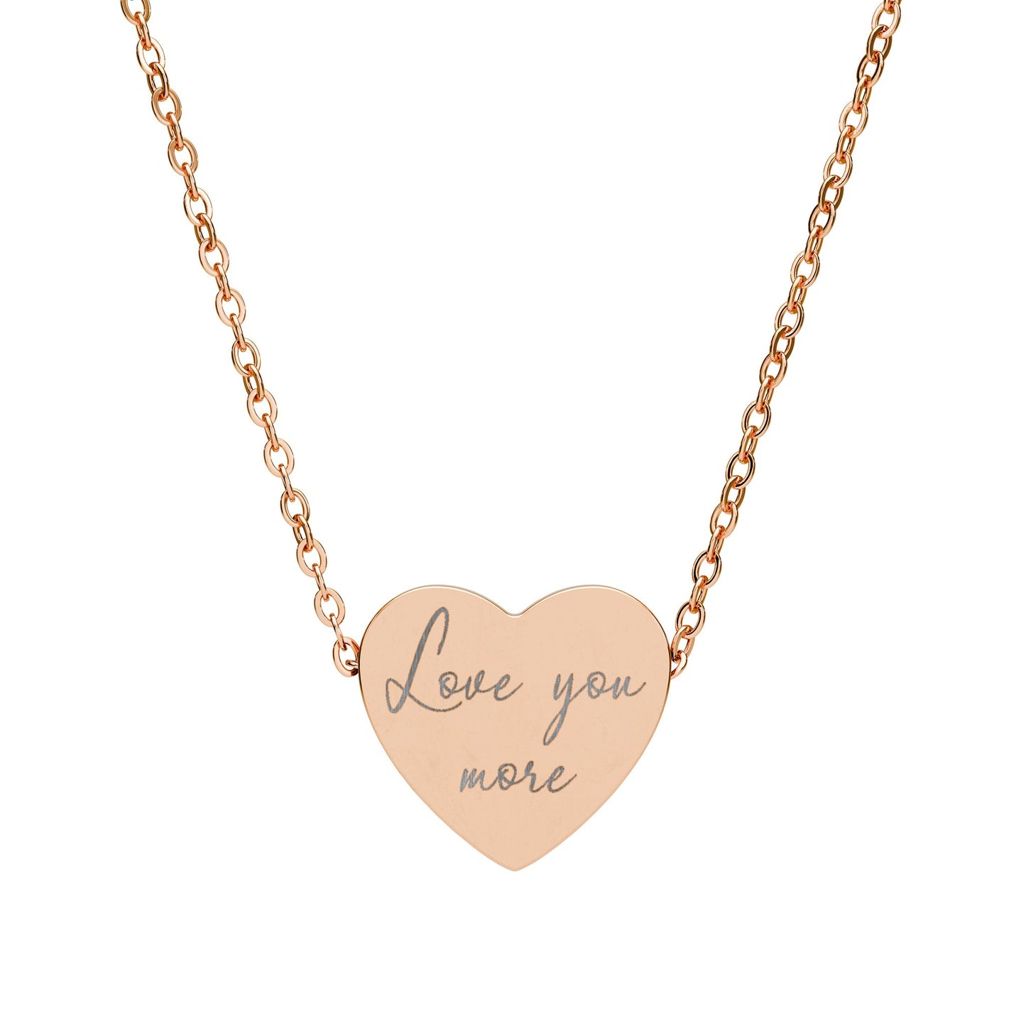 'Love You More' Engraved Heart Necklace