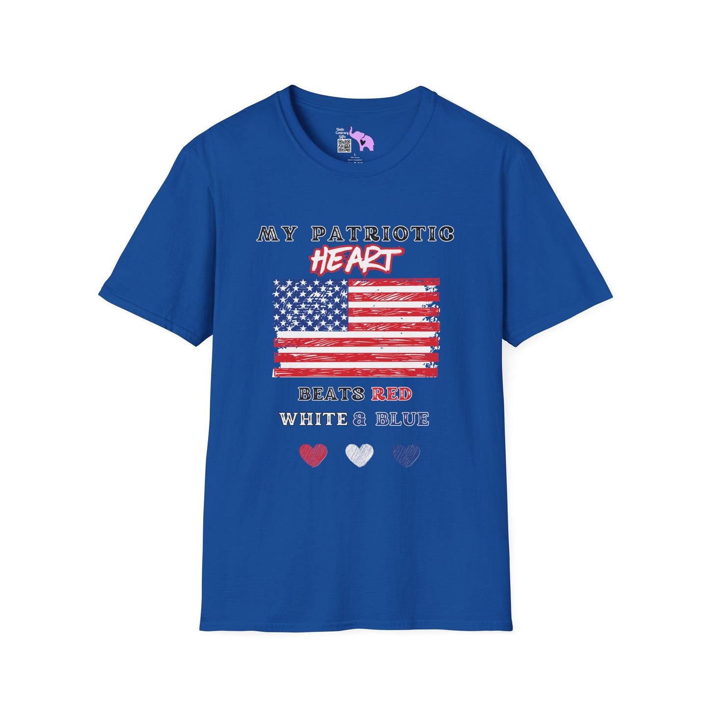 My Patriotic Heart Bleeds Red White & Blue Adult T-shirt