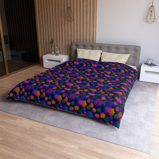 Luminous Carnations Microfiber Duvet Cover