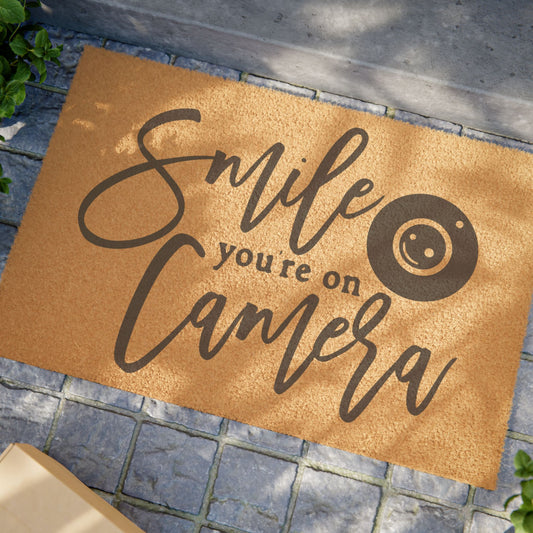 Smile You're On Camera Coconut Fiber Doormat